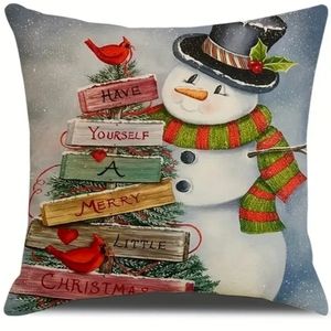 New Set of 4 Vintage retro Christmas snowman 18x18 Pillow Covers.